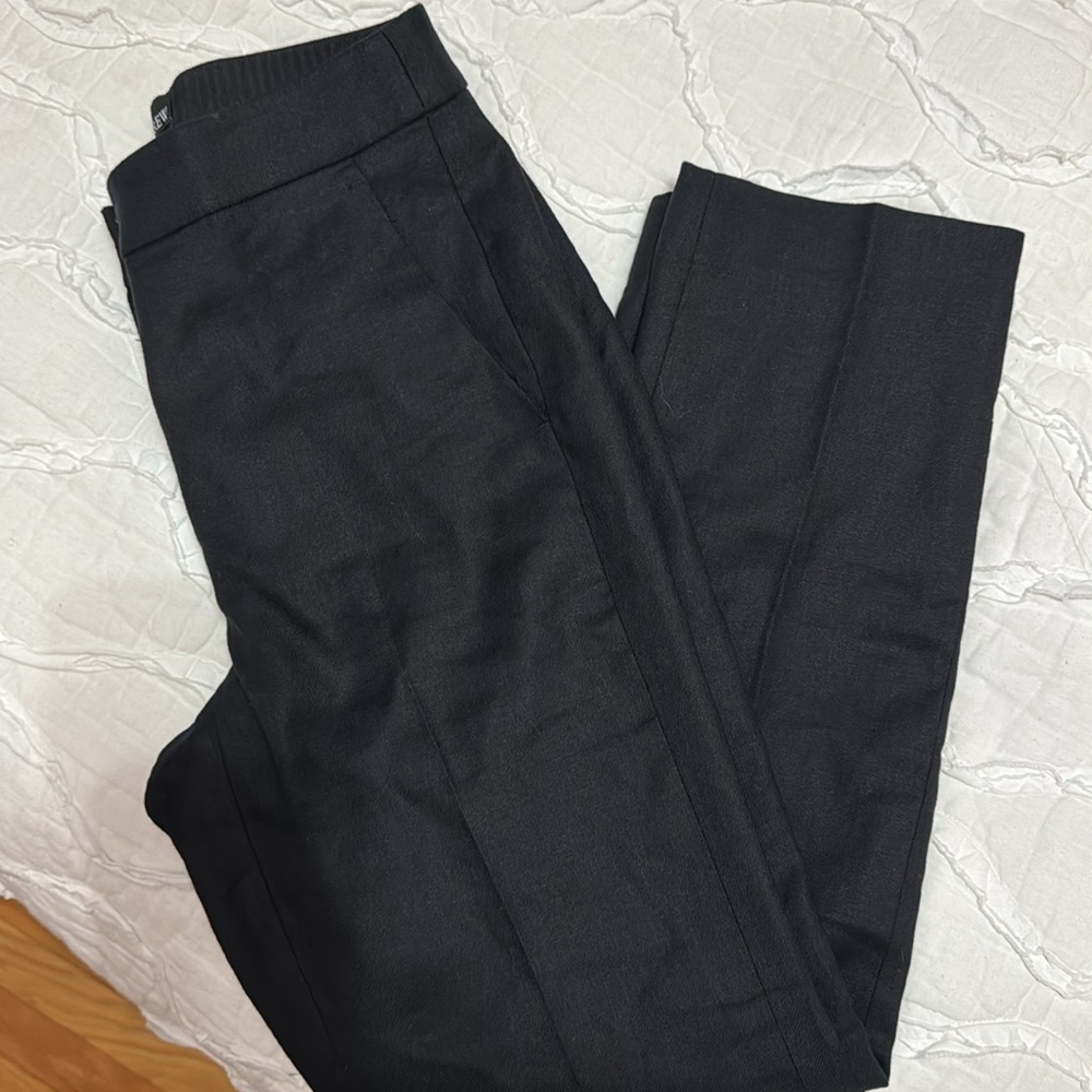 Like New J. Crew Kate Linen Blend Straight Leg Stretch Pants, Black 0 - Picture 6 of 9